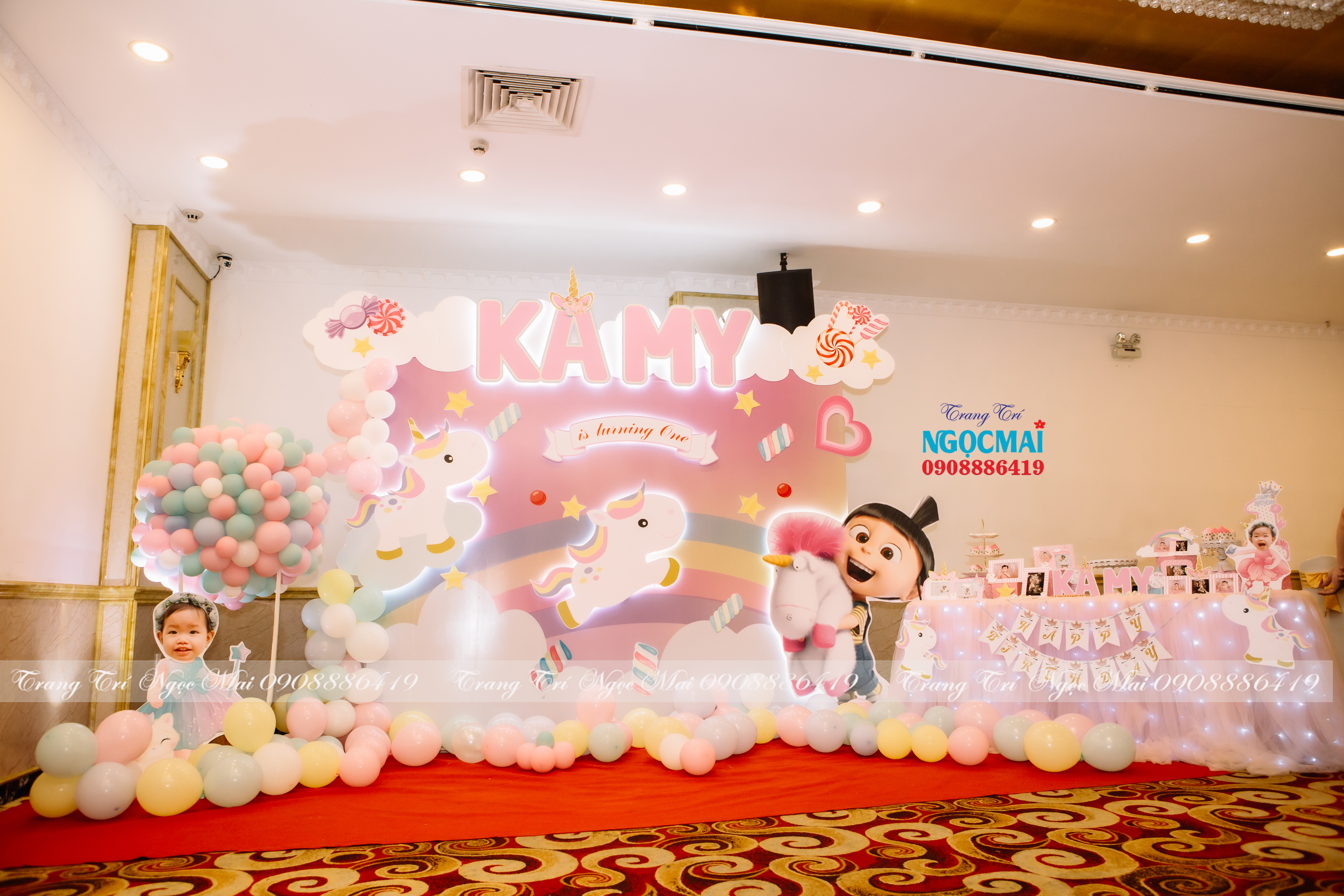 Trang trí 3D tiệc bé KaMy